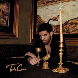 Moody grayscale portrait cover featuring Drake at a table