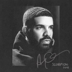 Black and white portrait with Scorpion typography